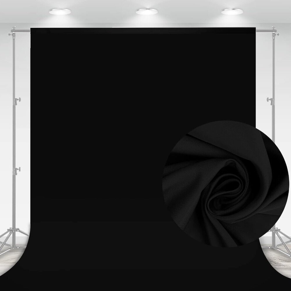 10 x 7 FT Black Backdrop Background for Photography, High Density Polyester Fabr